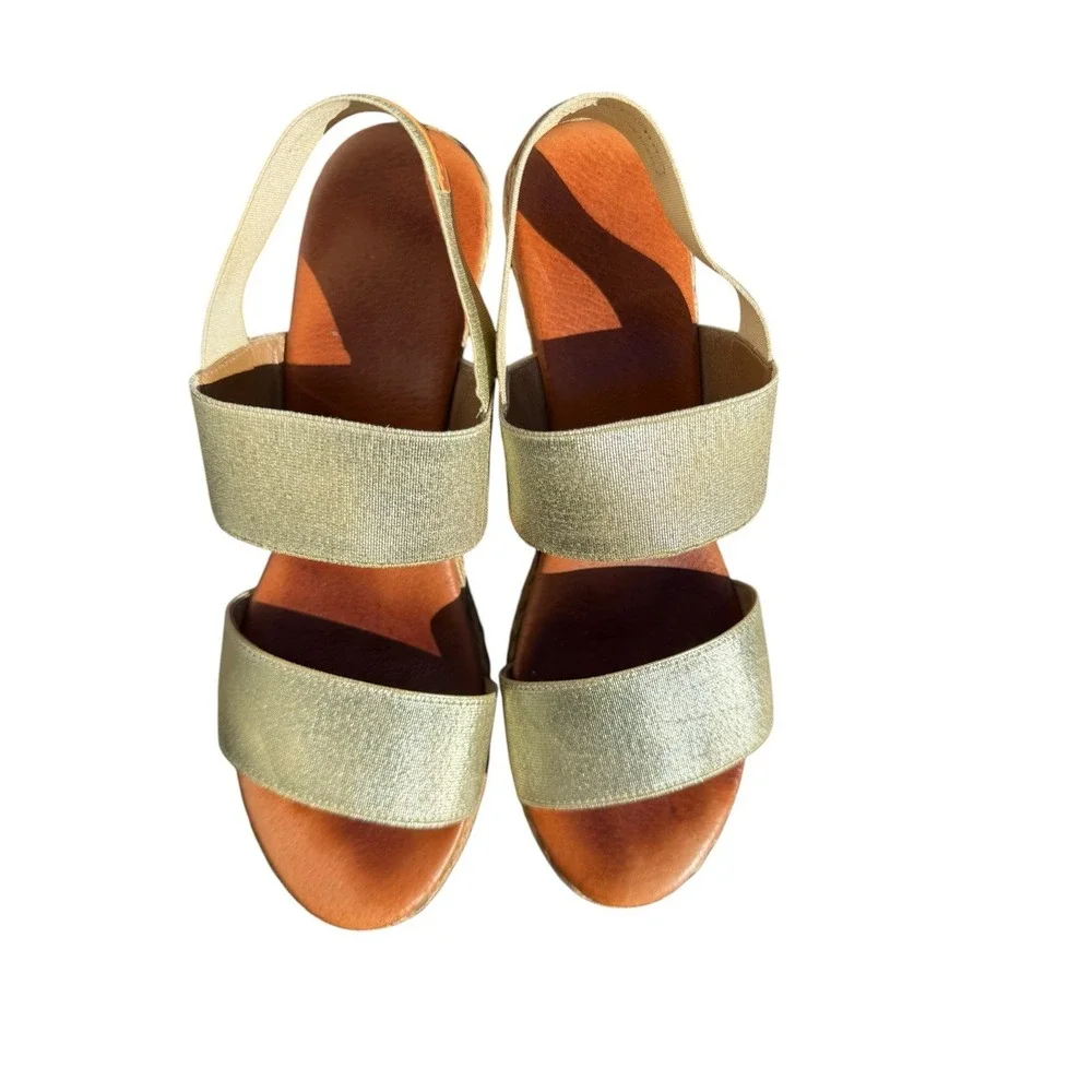 André Assous Allison Metallic Espadrille Wedge in‎ the color 